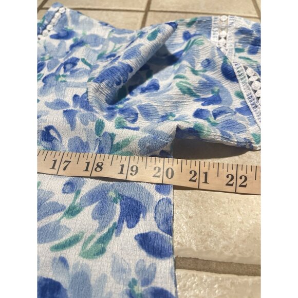 Berkley Jensen Womens Floral V-Neck Pullover Button-Down Blouse W Lace Trim Med - Picture 10 of 16